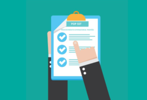 Ilustração de checklist de Procedimento Operacional Padrão sendo analisado para padronização de processos empresariais