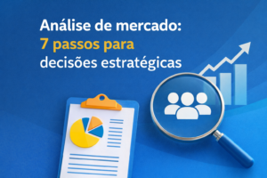 análise de mercado com gráficos e lupa para decisões estratégicas empresariais