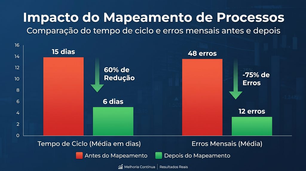 gráfico antes e depois mostrando resultados ao reduzir custos operacionais