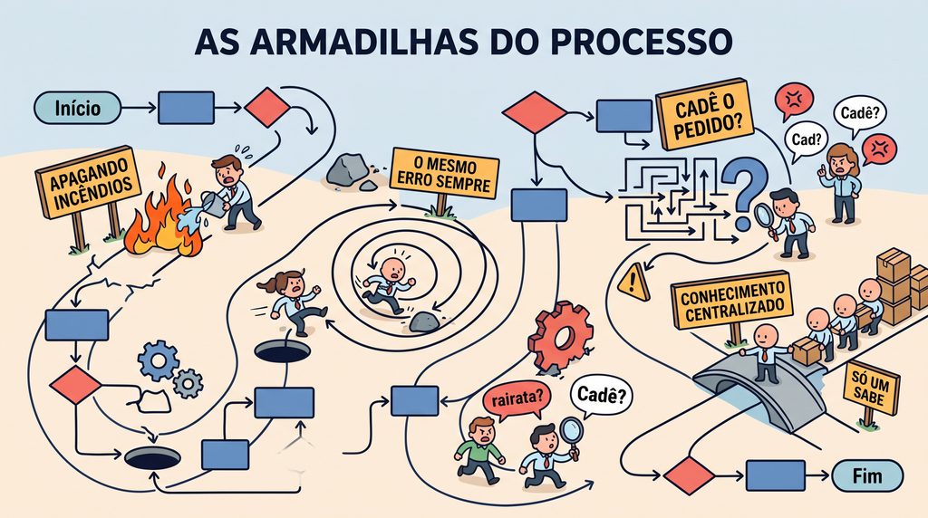 ilustração dos erros mais comuns no mapeamento de processos