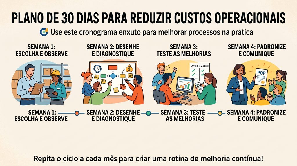 cronograma de 30 dias para melhorar processos e reduzir custos